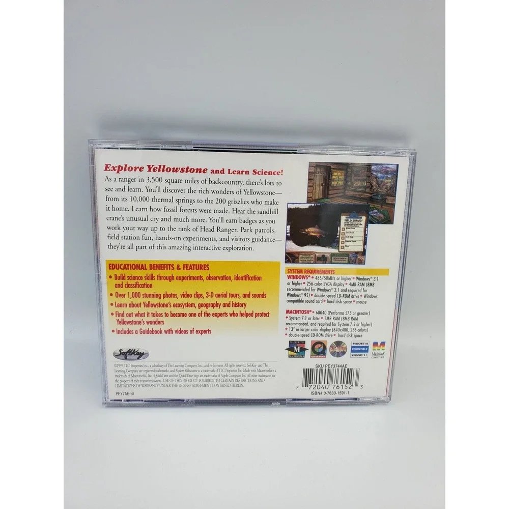 The Learning Company Explore Yellowstone PC, 1997, Windows Mac Tested Working